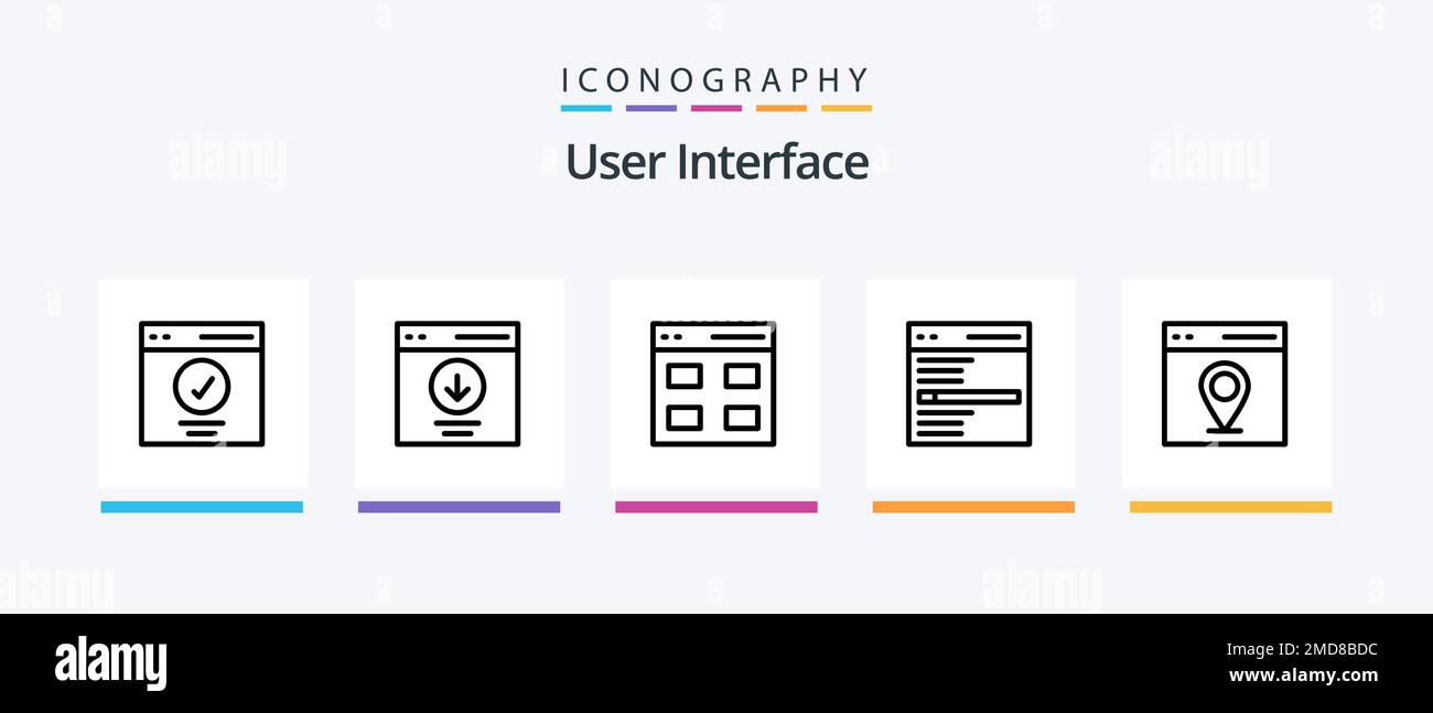 Interfaz de usuario Línea 5 Icon Pack incluyendo interfaz. comunicación. interfaz. interfaz