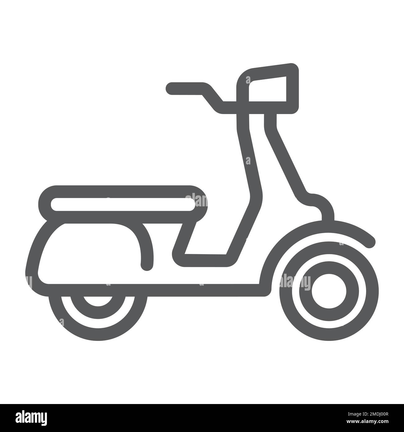Icono de línea de scooter, vehículo y transporte, signo de moto, gráficos vectoriales, un patrón lineal sobre un fondo blanco, eps 10. Ilustración del Vector