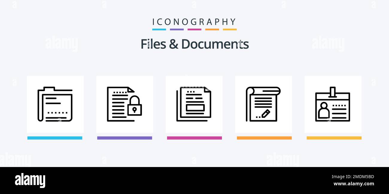 Archivos y Documentos Línea 5 Icon Pack incluyendo datos. archivar ...