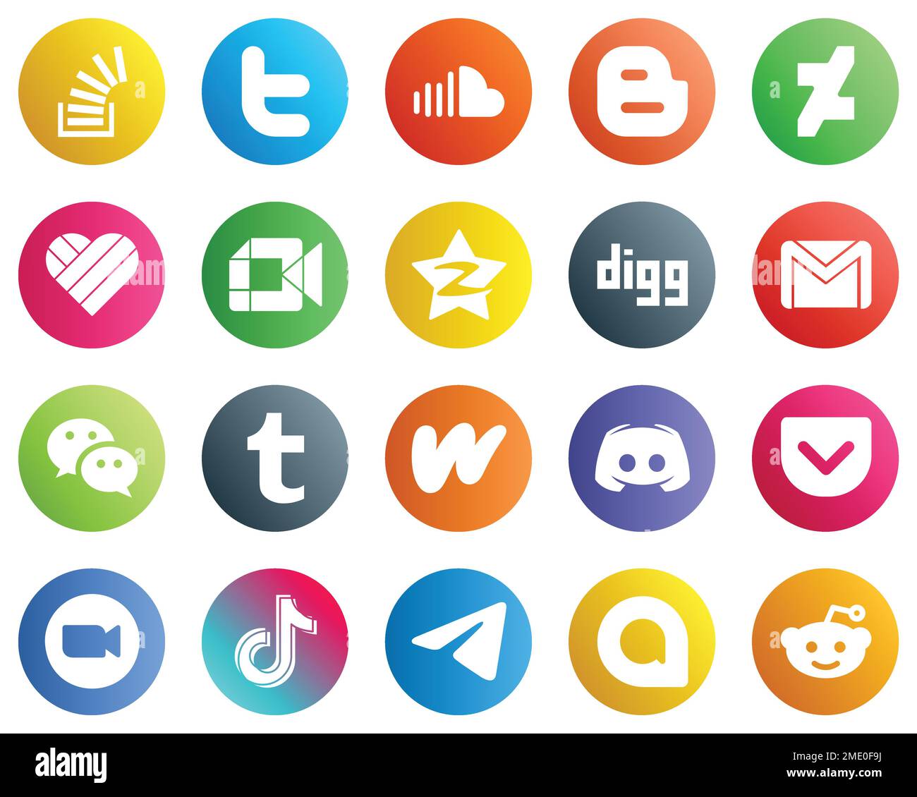 Complete Social Media Icon Pack 20 iconos como tencent. música. iconos de  vídeo y like. Alta calidad y minimalista Imagen Vector de stock - Alamy