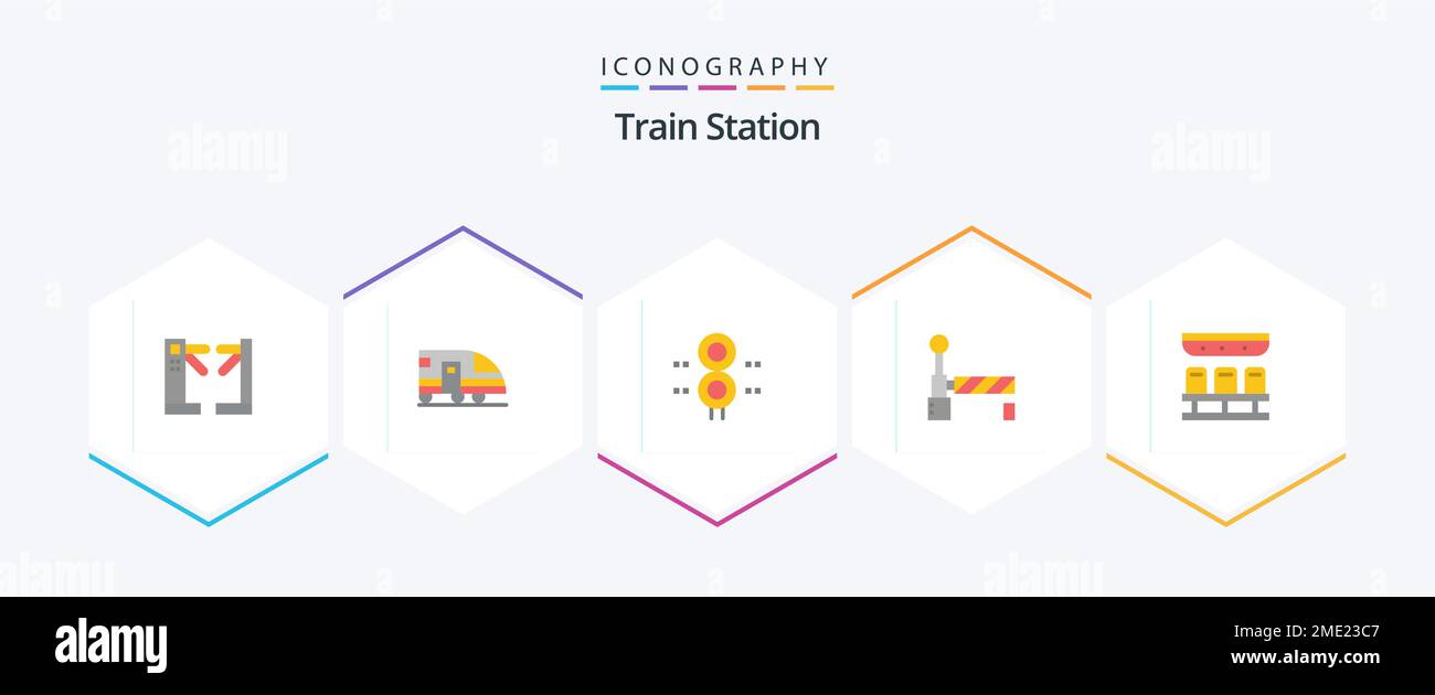 Estación de tren 25 Flat Icon pack incluyendo tren. estación. firma. entrena. transporte Ilustración del Vector