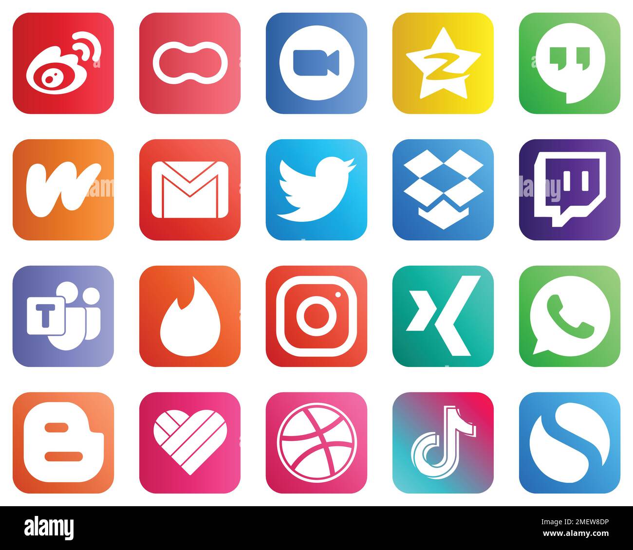 Complete Social Media Icon Pack 20 iconos como gmail. wattpad. vídeo.  hangouts de google e iconos de tencent. Alta resolución y totalmente  personalizable Imagen Vector de stock - Alamy