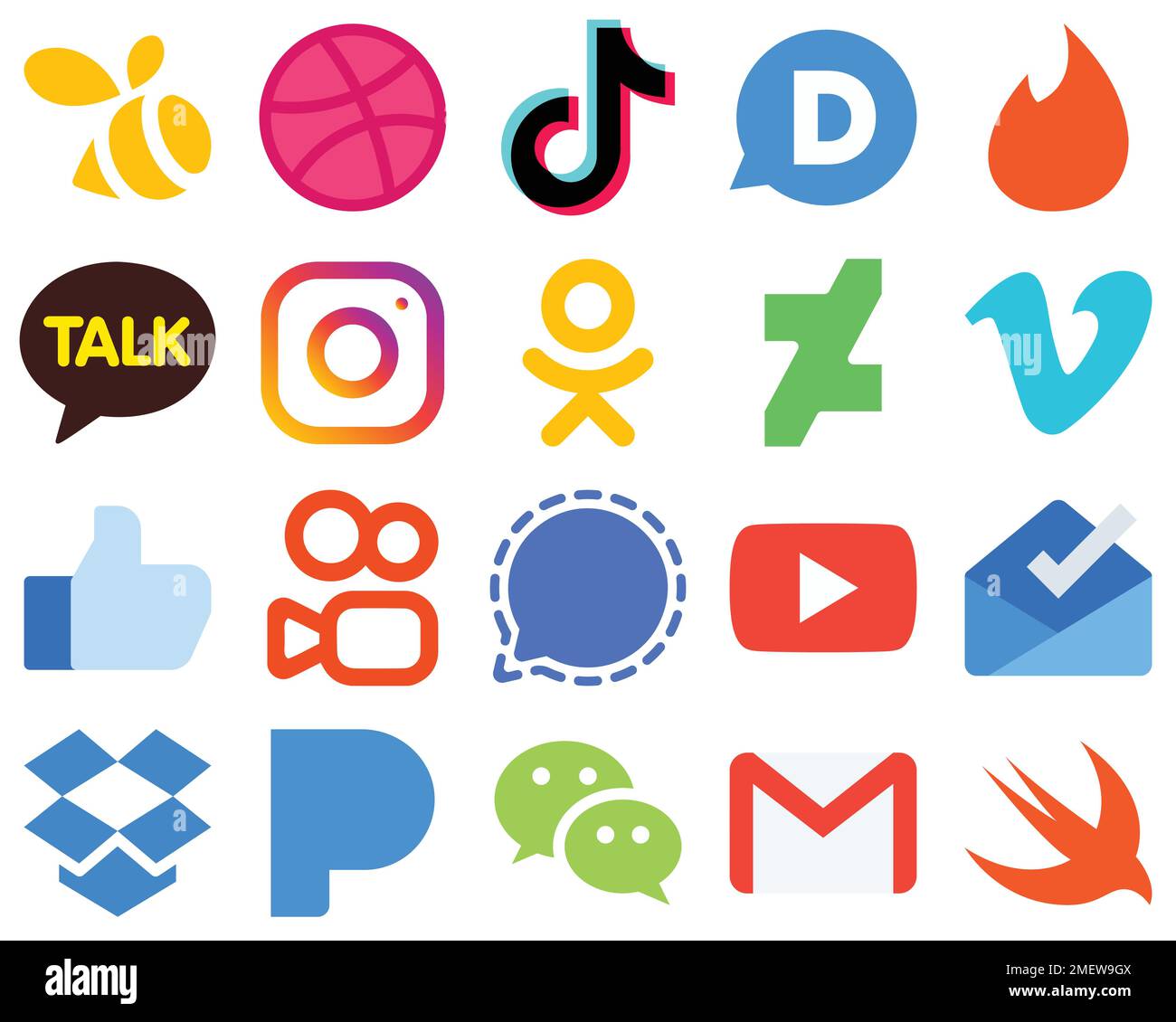 20 Profesional y moderno Flat Social Media iconos como. vimeo. tinder y  deviantart iconos. Iconos de redes sociales de gradiente Imagen Vector de  stock - Alamy