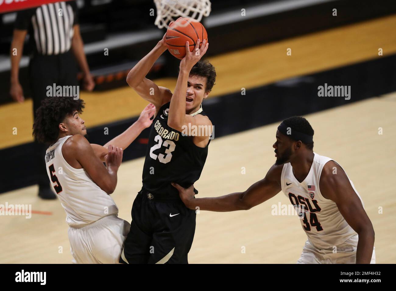 Colorado's Tristan Da Silva (23) grabs a rebound away from Oregon State ...