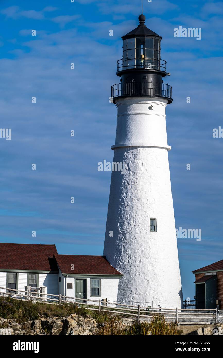 Portland Head Light en Cape Elizabeth y Fort Williams Park en Maine Foto de stock