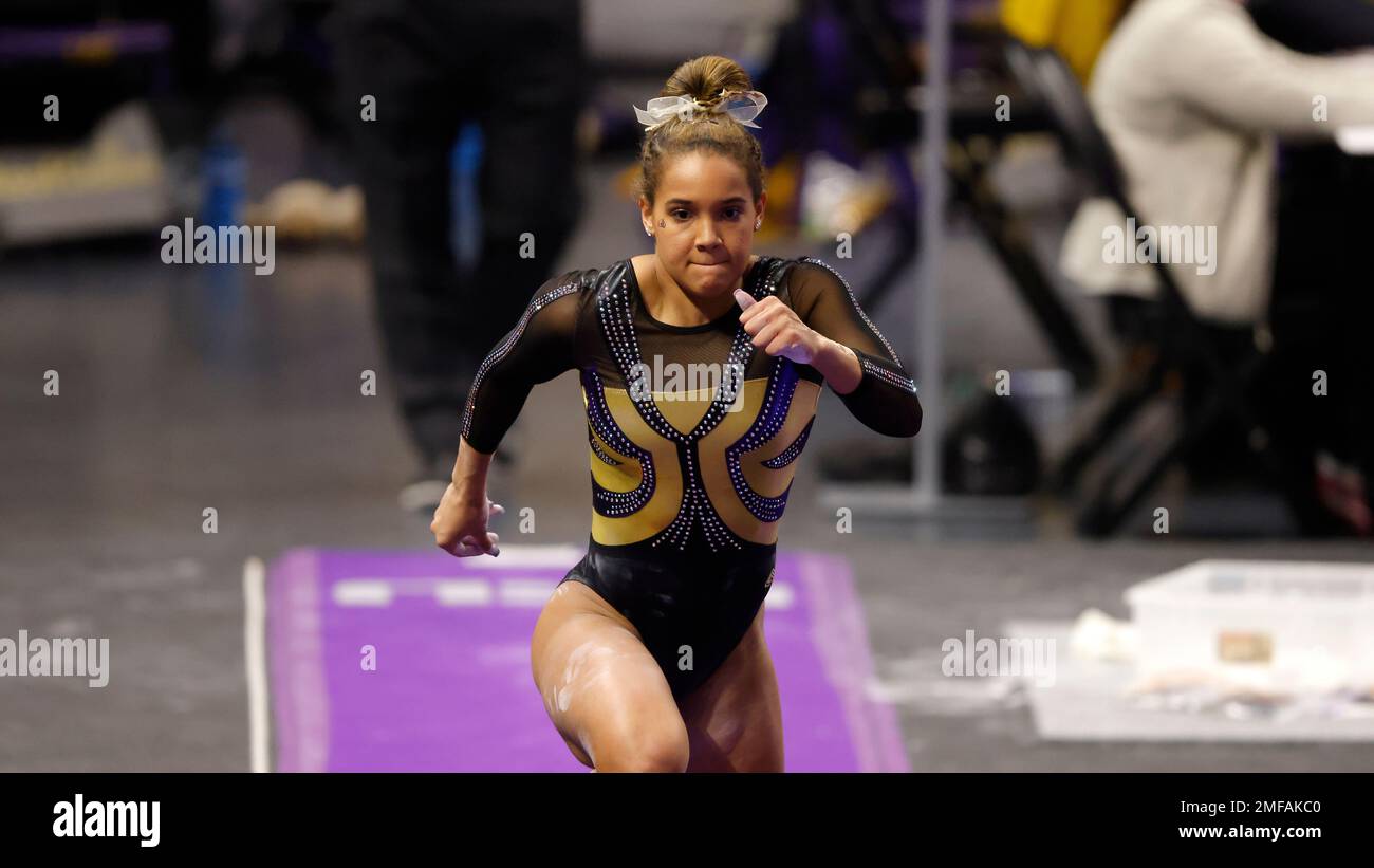 LSU gymnast Haleigh Bryant competes during an NCAA gymnastics meet ...