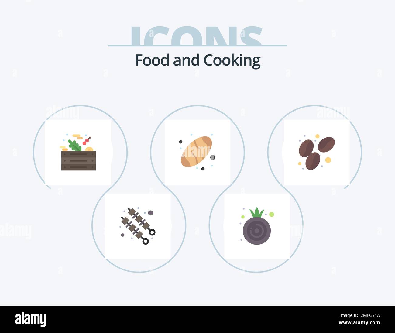 Comida Flat Icon Pack 5 Icon Design. . comida. verduras. café. comida Ilustración del Vector