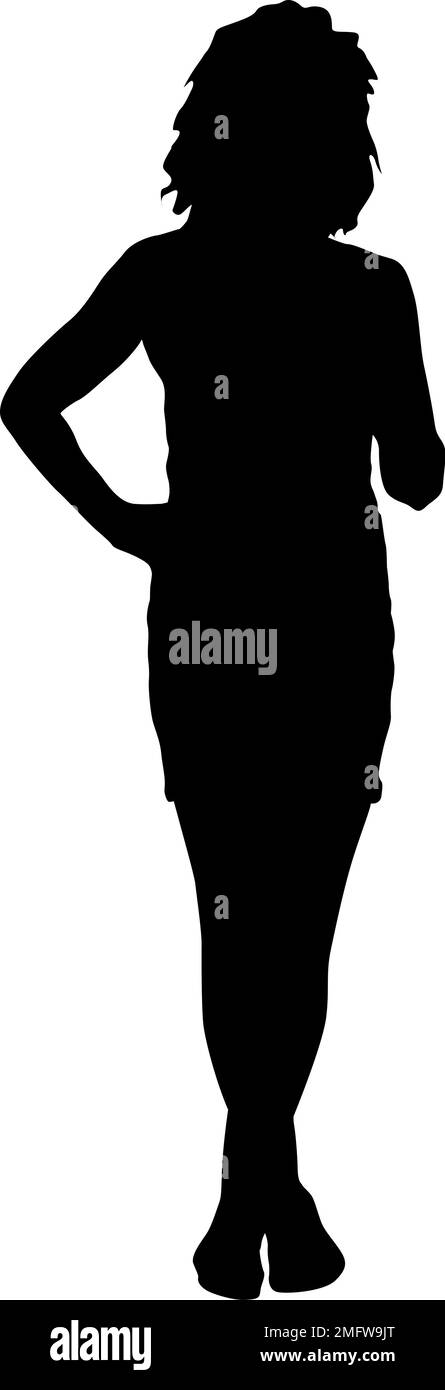 Silueta de una mujer caminando sobre un fondo blanco. Ilustración del Vector