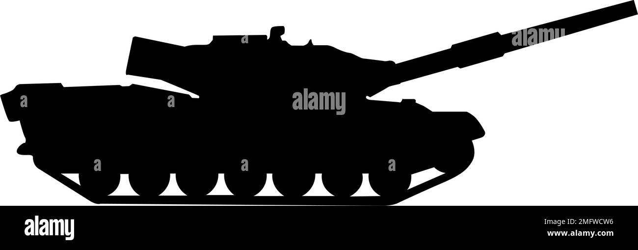 Diseño de silueta de tanque militar sobre un fondo blanco. Ilustración del Vector