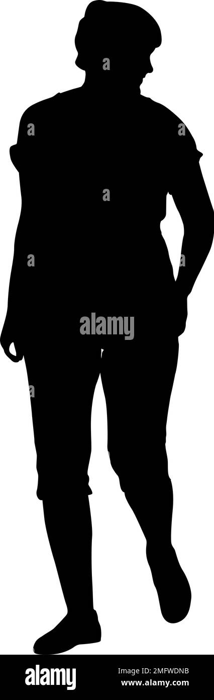 Silueta de una mujer caminando sobre un fondo blanco. Ilustración del Vector