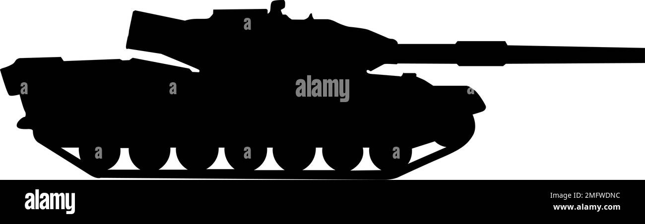 Diseño de silueta de tanque militar sobre un fondo blanco. Ilustración del Vector