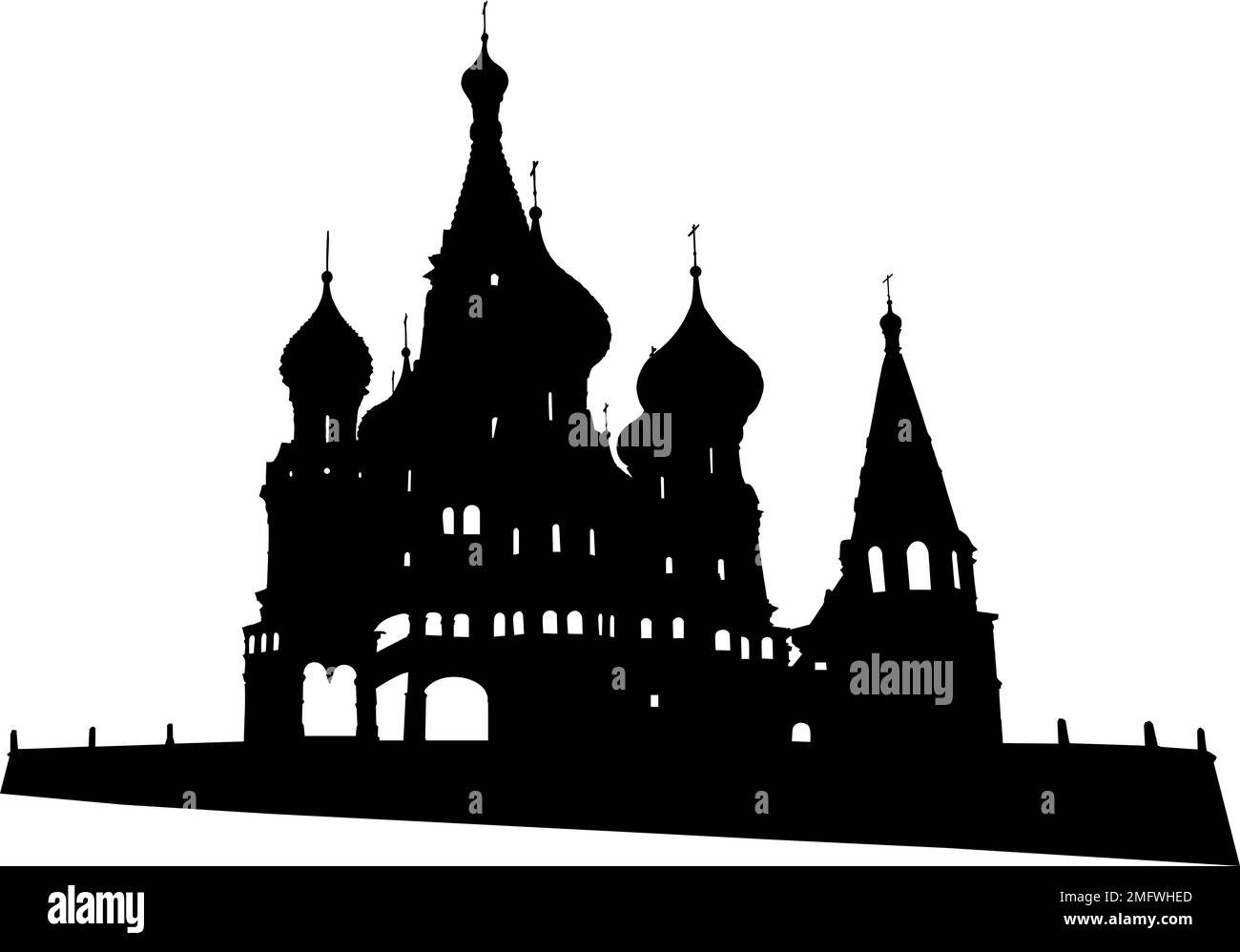 Silueta Catedral de San Basilio en Moscú sobre un fondo blanco. Ilustración del Vector