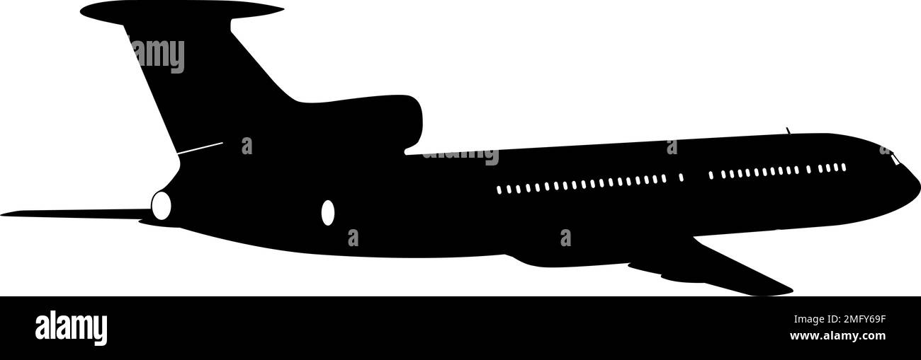 Silueta de aviones de pasajeros sobre fondo blanco. Ilustración del Vector