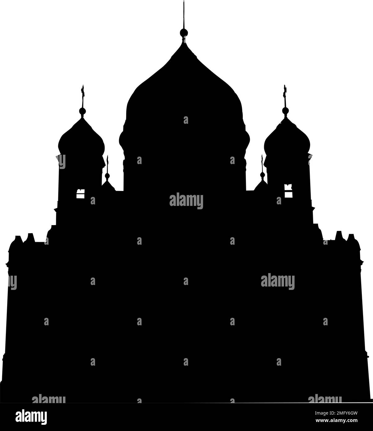 Templo de la silueta de cristo el salvador en Moscú sobre un fondo blanco. Ilustración del Vector