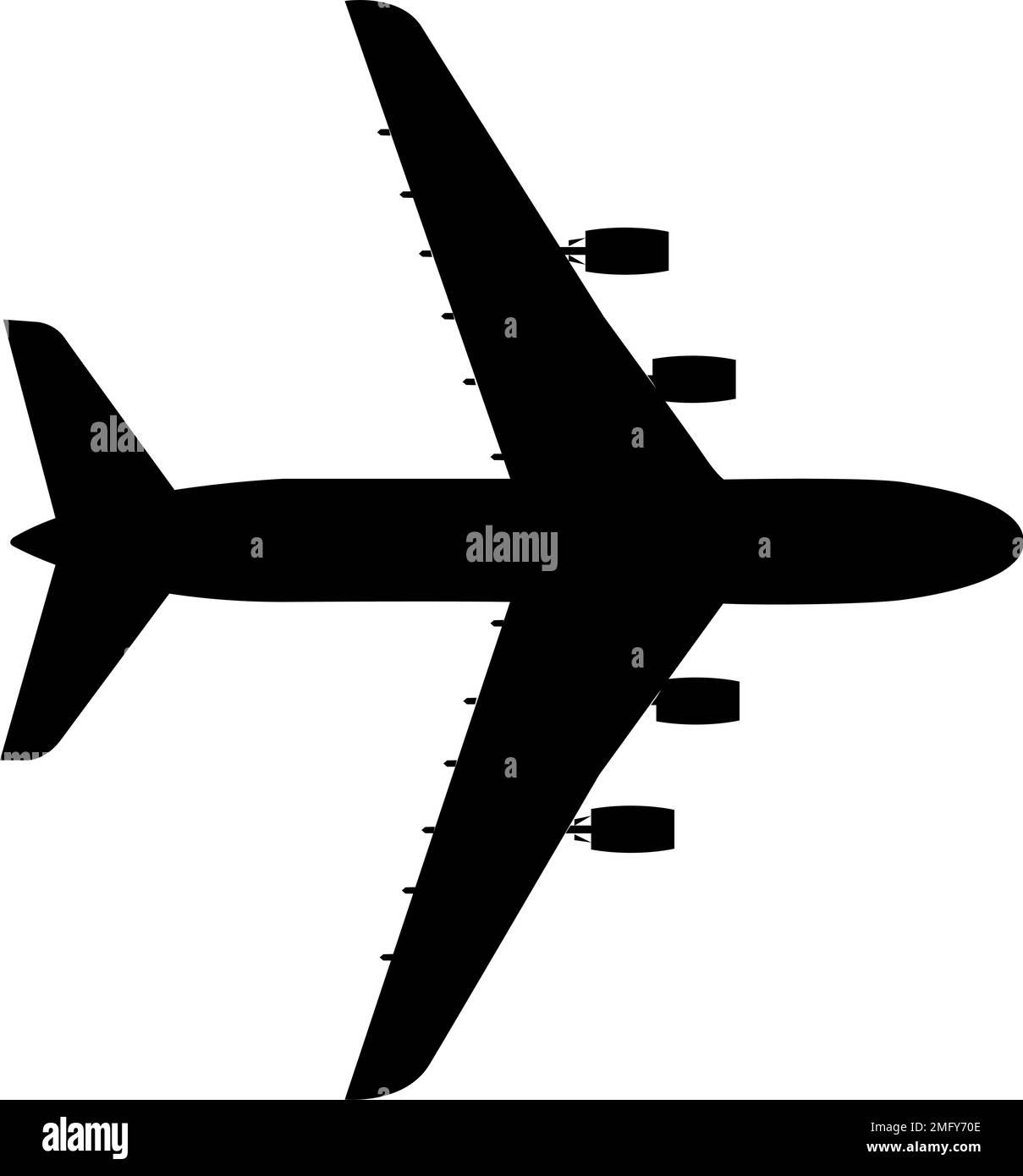 Silueta de aviones de pasajeros sobre fondo blanco. Ilustración del Vector