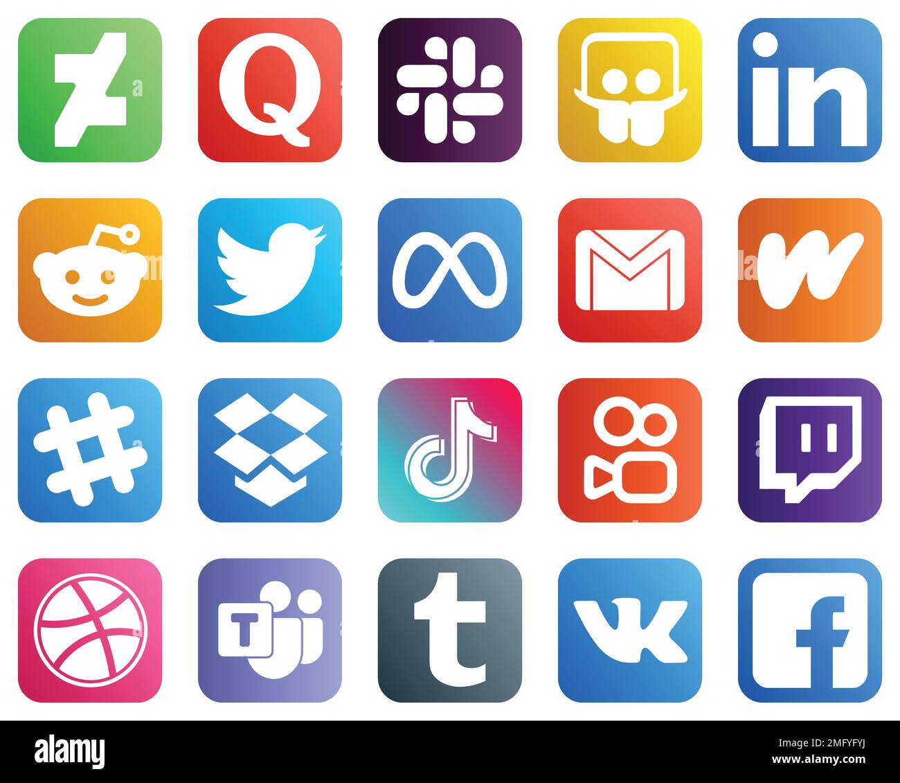Complete Social Media Icon Pack 20 iconos como spotify. wattpad. twitter.  iconos de correo y gmail. Alta calidad y minimalista Imagen Vector de stock  - Alamy