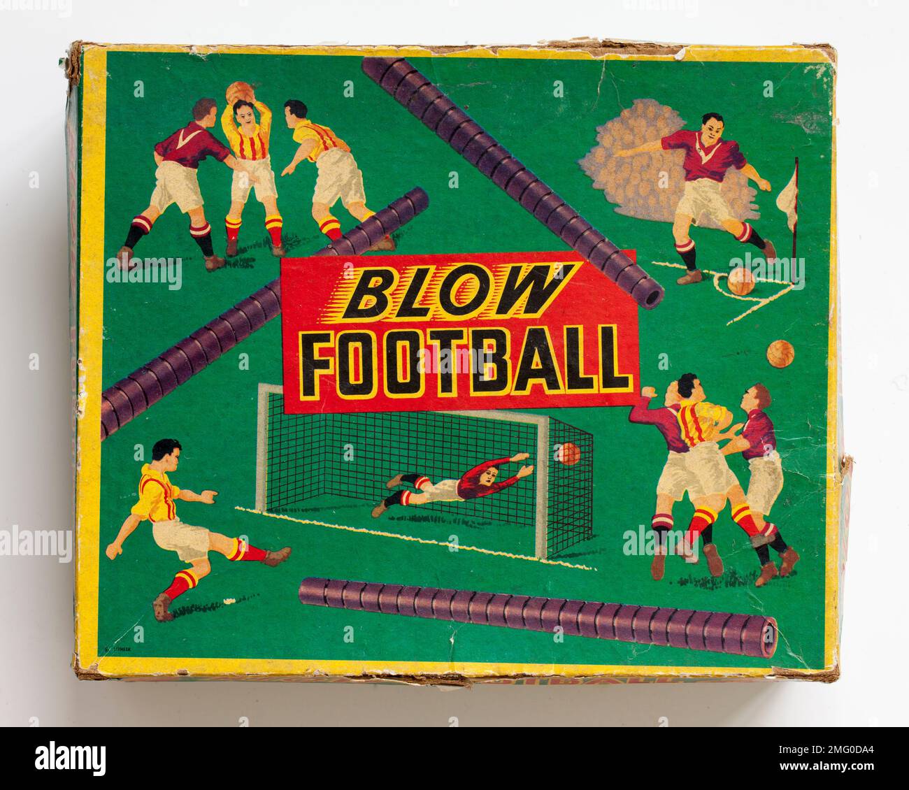 Vintage Blow Football Game Box Foto de stock