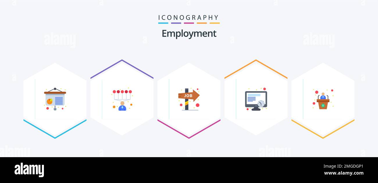 Empleo 25 paquete de iconos planos incluyendo . presentación. dirección