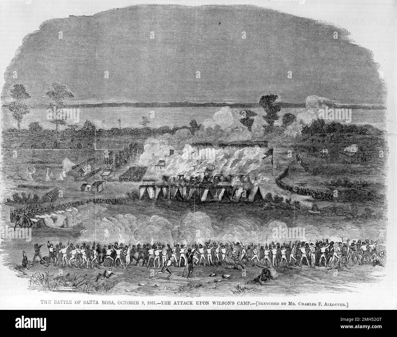La Batalla de la Isla Santa Rosa fue una batalla en la Guerra Civil Americana que tuvo lugar el 9 de octubre de 1861. Fue un intento fallido de la Confederación de tomar Fort Pickens en la Isla Santa Rosa Foto de stock
