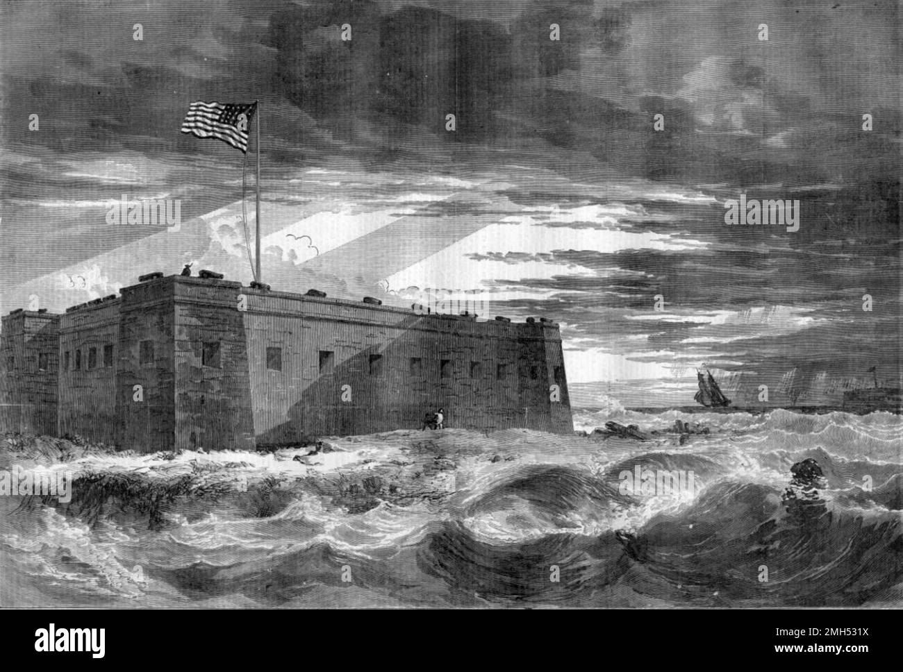 Fort Pickens en la isla Santa Rosa. La Batalla de la Isla Santa Rosa, que tuvo lugar el 9 de octubre de 1861. Fue un intento fallido de la Confederación de tomar Fort Pickens durante la Guerra Civil Americana. Foto de stock