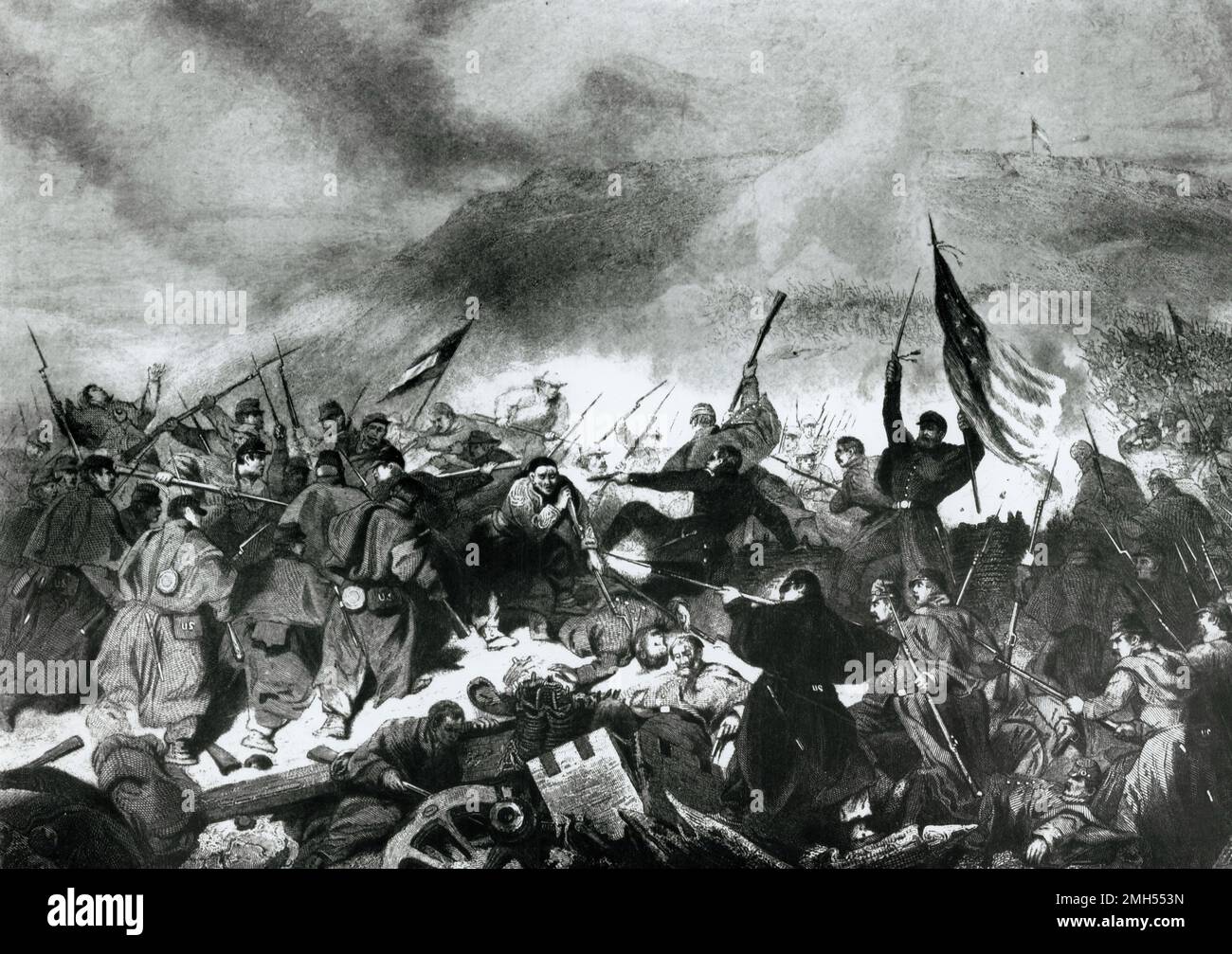 La Batalla de Fort Donelson fue una batalla en la Guerra Civil Americana que se libró del 11 al 12th de febrero de 1862 en Kentucky. Fue un ataque anfibio unionista al Fuerte Donelson bajo el mando de Ulysses Grant, y fue una victoria unionista cuando el fuerte fue capturado. Foto de stock