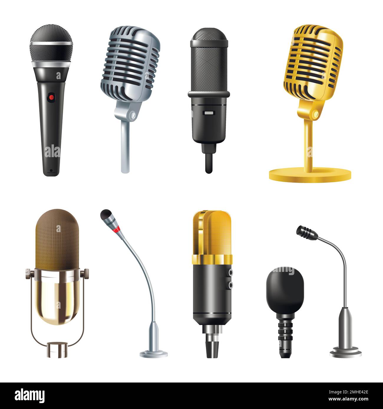 Equipo de estudio de música o micrófonos dispositivo de sonido aislado  Imagen Vector de stock - Alamy