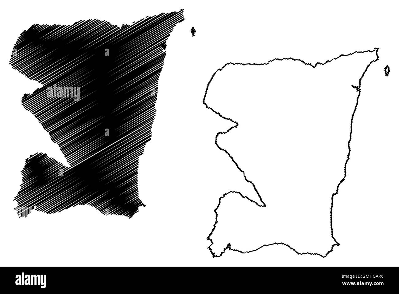 Municipio de Porto Seguro (estado de Bahía, Municipios de Brasil, República Federativa de Brasil) mapa ilustración de vectores, scribble bosquejo Safe Harbor Ilustración del Vector