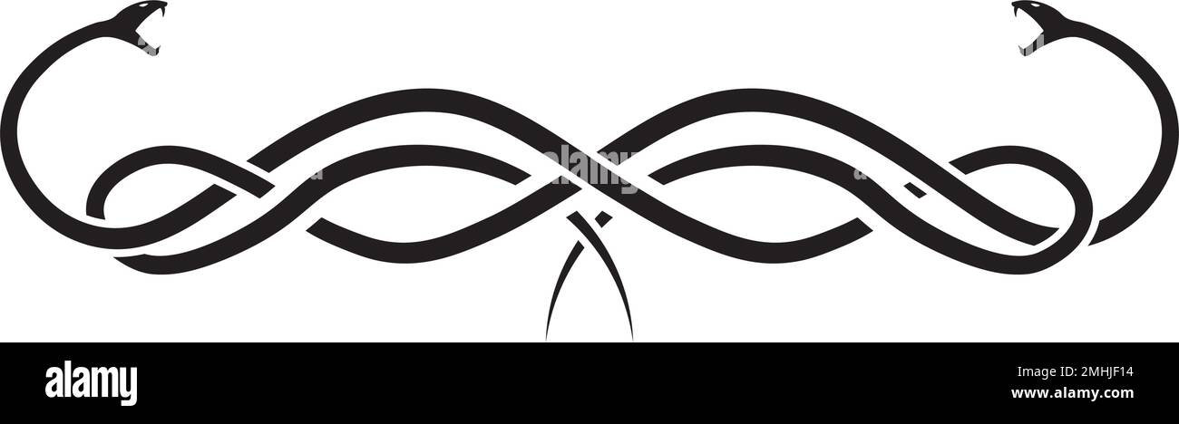 Twisted Snakes Tattoo Concept - negro sobre blanco Ilustración del Vector