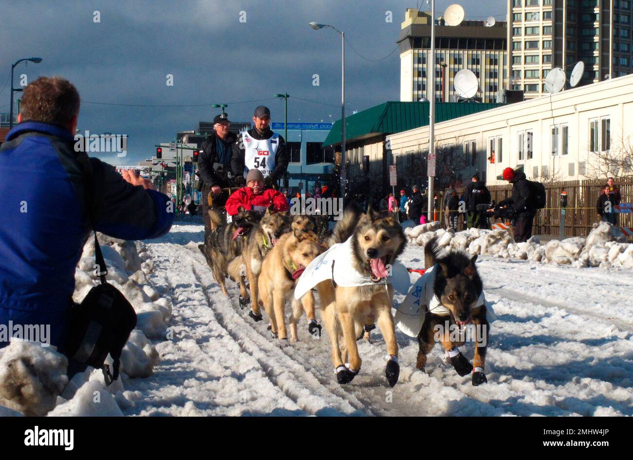 FILE In this March 7, 2015, file photo, musher Peter Kaiser, of Bethel, Alaska, leads his team