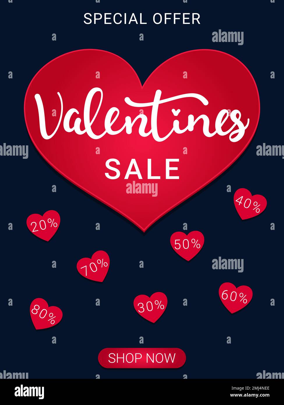 Venta de compras del día de San Valentín. Ilustración vectorial de diseño para tienda, tienda, carteles, volantes, pancartas, diseño web. Ilustración del Vector