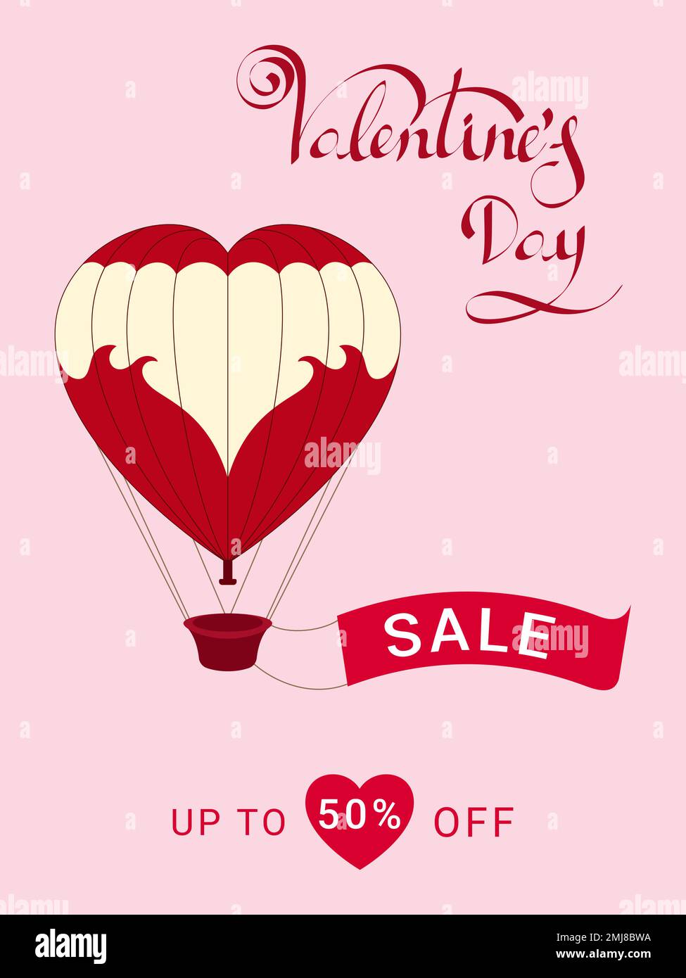 Venta de compras del día de San Valentín. Ilustración vectorial de diseño para tienda, tienda, carteles, volantes, pancartas, diseño web. Ilustración del Vector