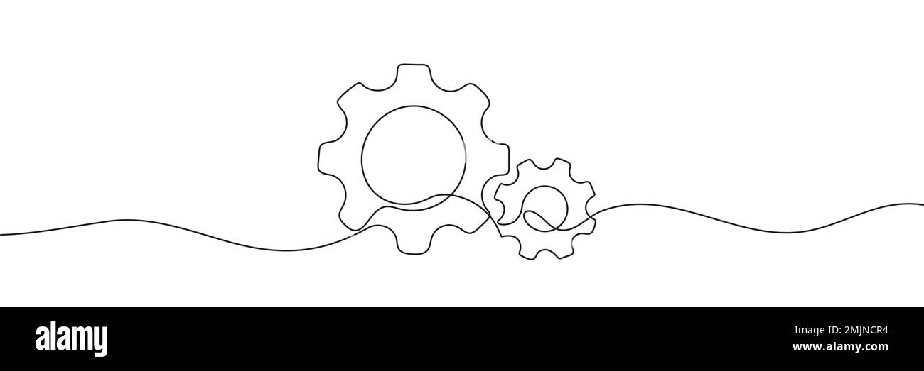 Dibujo de una sola línea con un engranaje. Una ilustración de línea  continua de la rueda dentada. Ilustración vectorial Imagen Vector de stock  - Alamy
