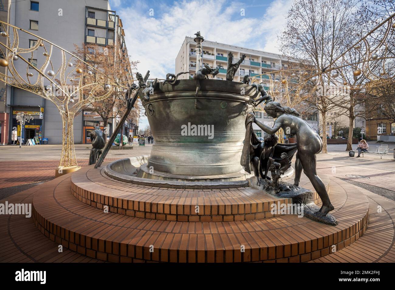 Faun Fountain (Faunbrunnen) - Magdeburgo, Sajonia-Anhalt, Alemania Foto de stock