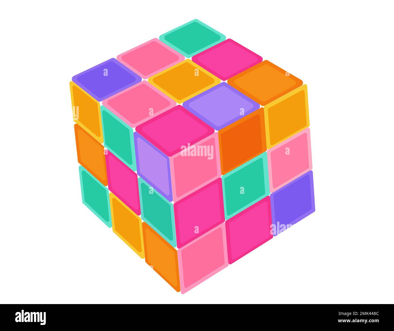 Icono del cubo, estilo isométrico 3D sobre un fondo blanco. Nostálgico gráfico 90s Foto de stock