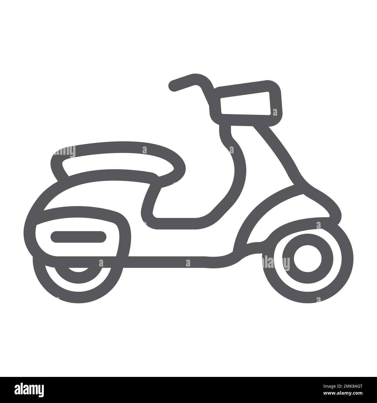 Icono de línea de scooter, transporte y conducción, signo de moto, gráficos vectoriales, un patrón lineal sobre un fondo blanco, eps 10. Ilustración del Vector