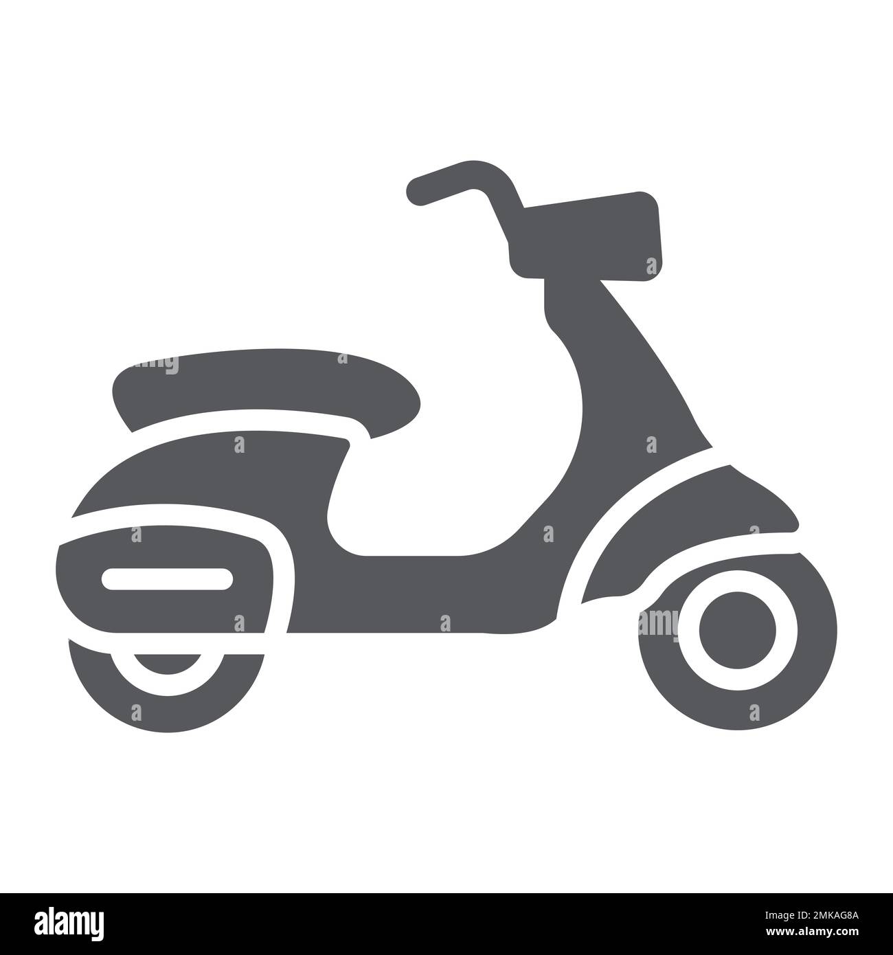 Icono de glifo de scooter, transporte y conducción, signo de moto, gráficos vectoriales, un patrón sólido sobre un fondo blanco, eps 10. Ilustración del Vector