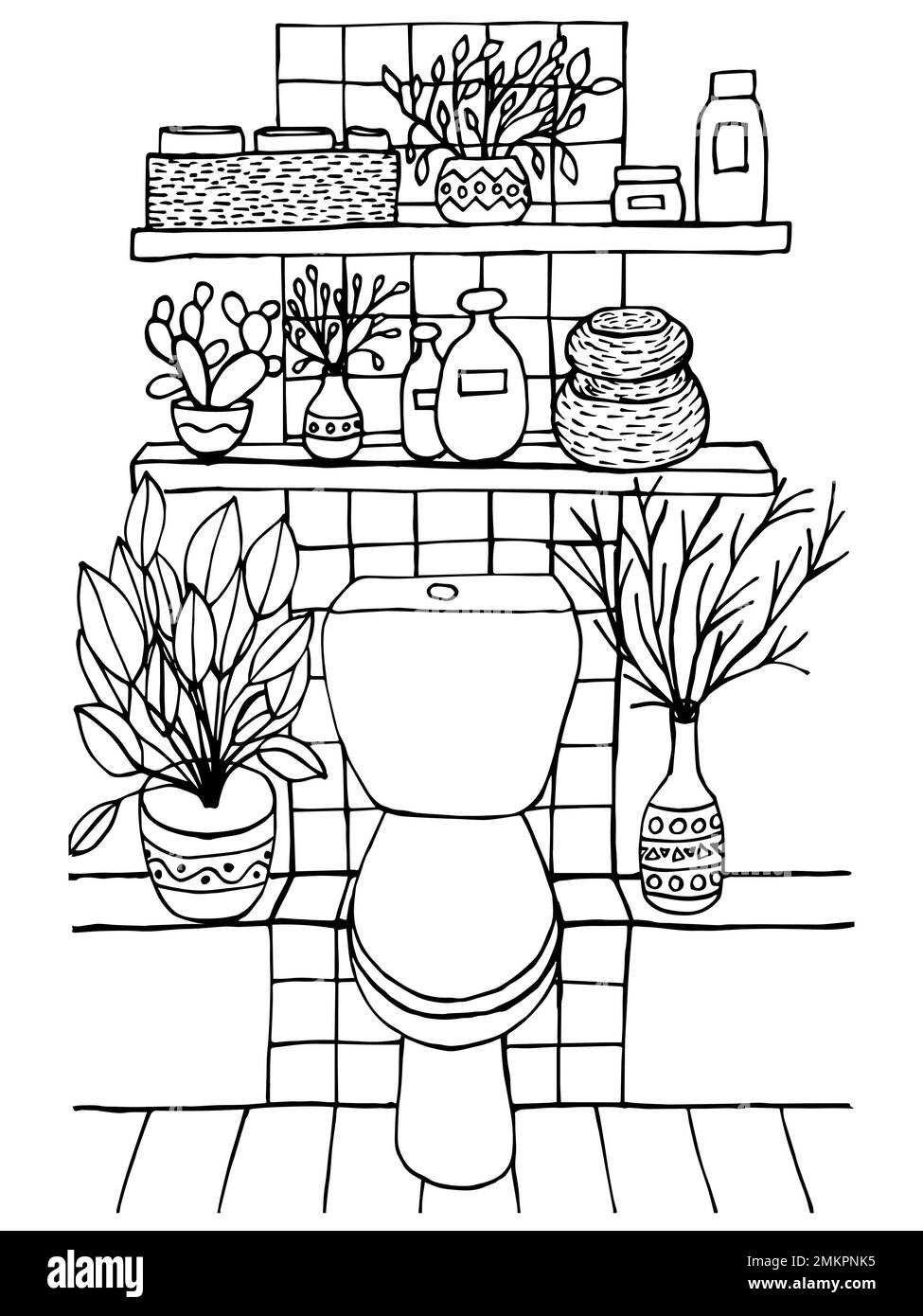 Página para colorear del inodoro Imagen Vector de stock Alamy