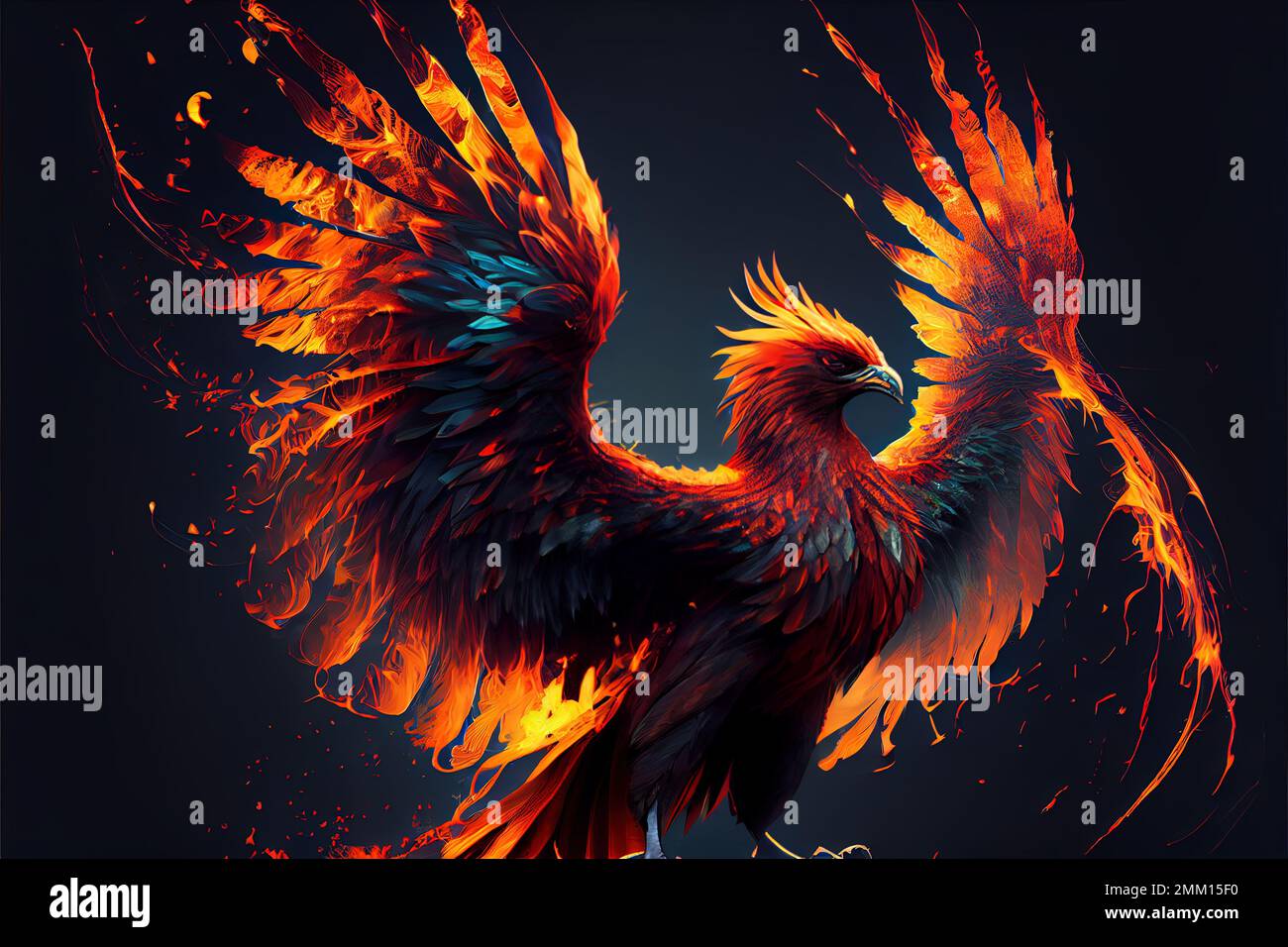Phoenix, pájaro hecho de fuego Foto de stock