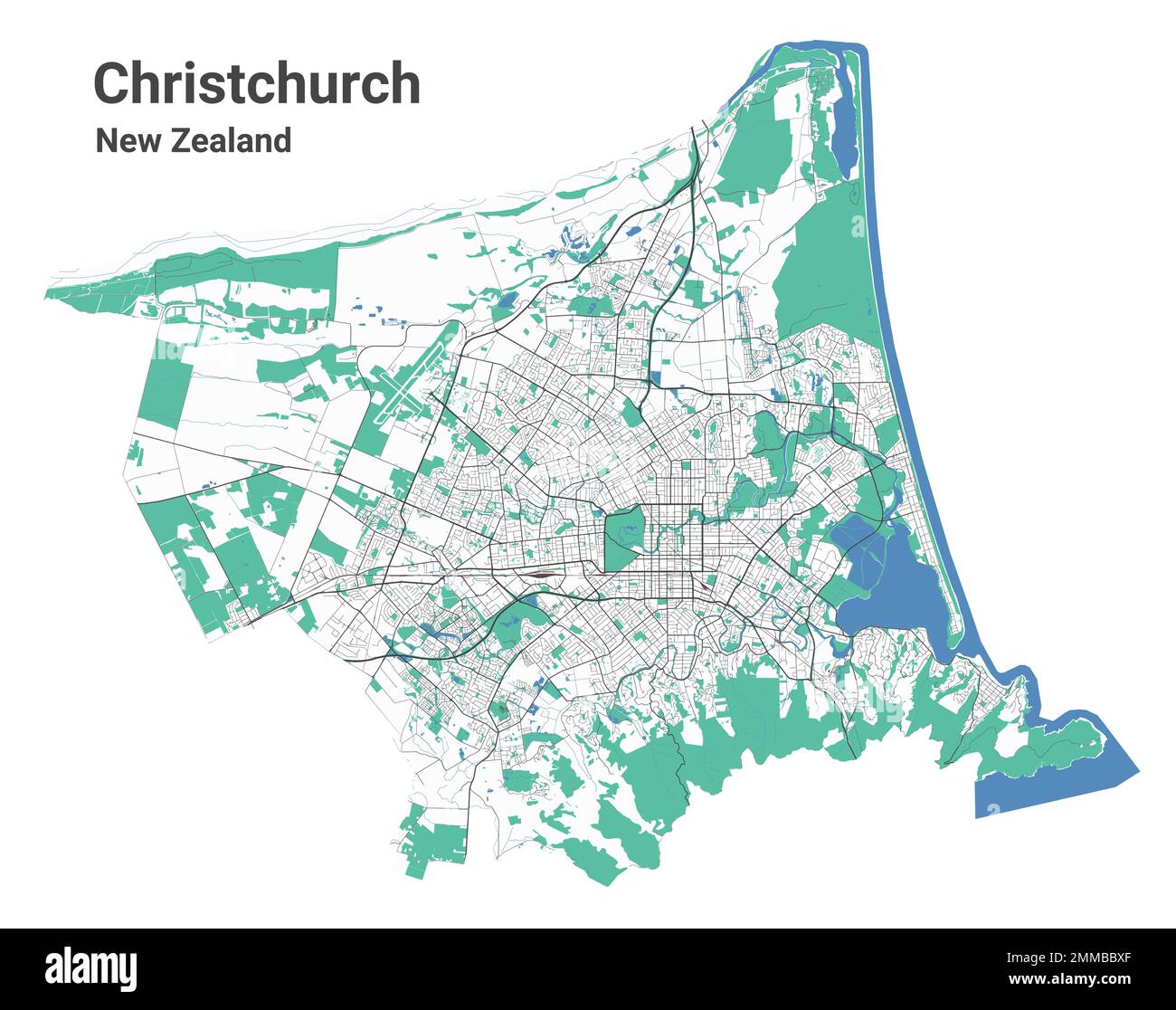 Mapa de Christchurch. Mapa detallado del área administrativa de la
