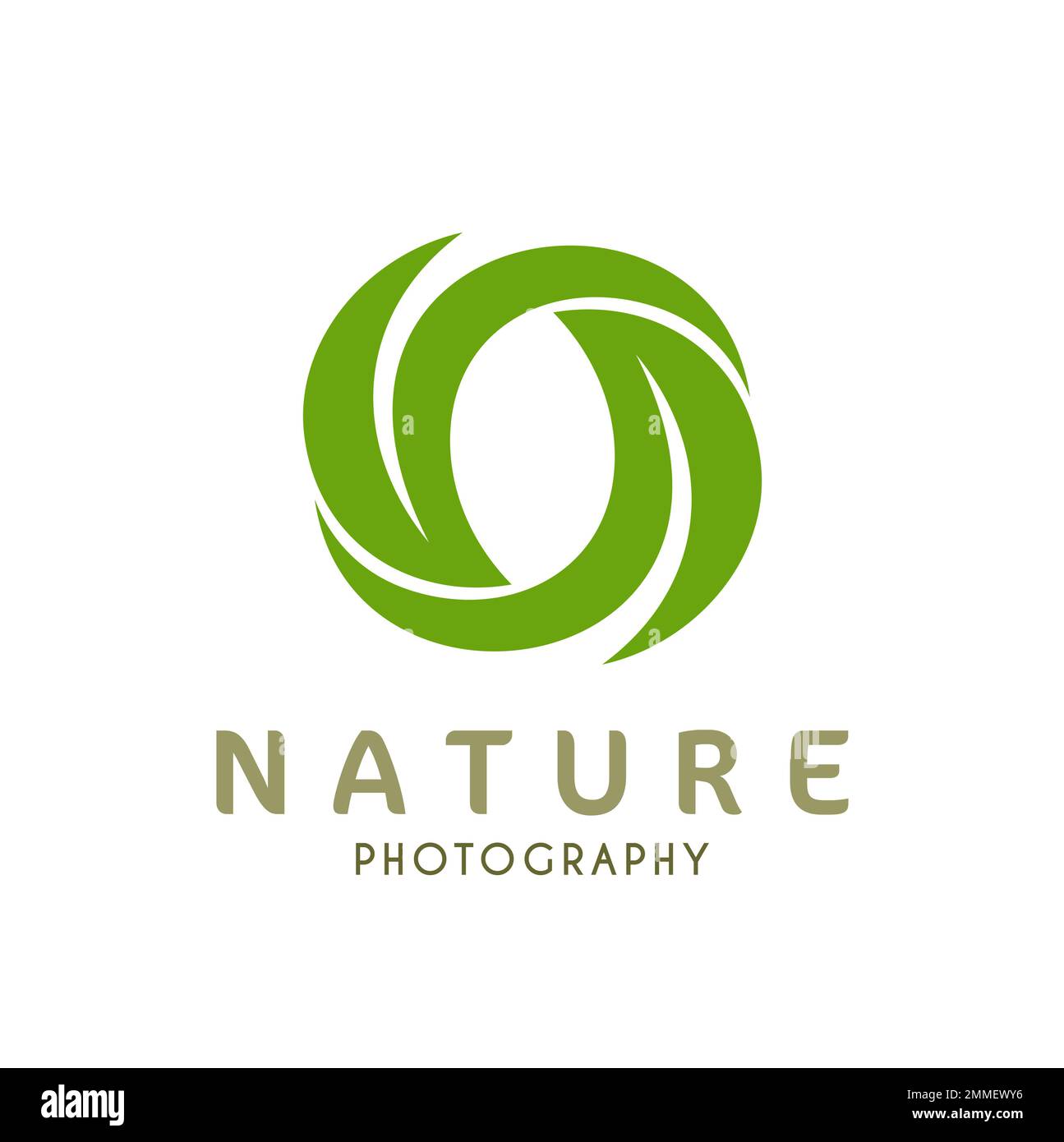 Un vector Ilustración del logotipo verde de la fotografía de la ecología de la naturaleza, logotipo del círculo de la hoja Ilustración del Vector