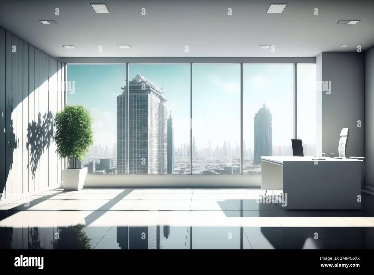 Fondo de oficina moderna vacía en el centro de la ciudad. Espacio de