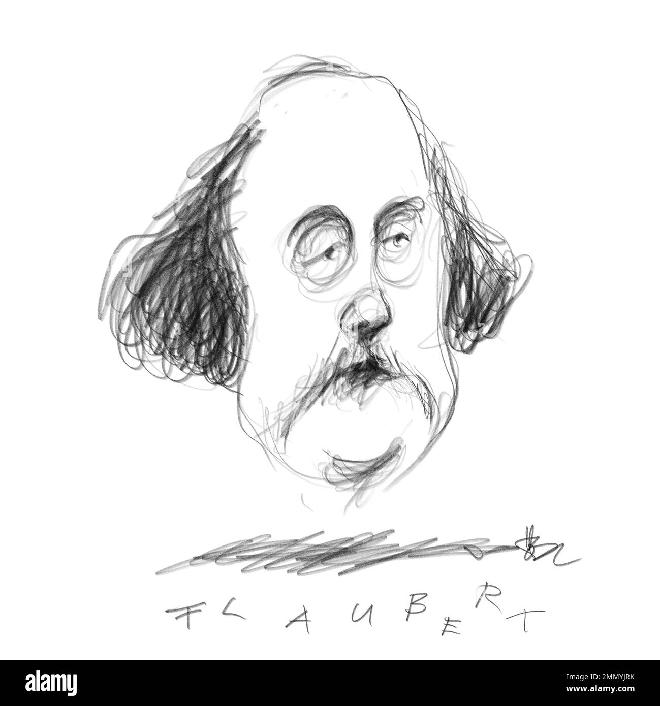 Retrato del autor Gustave Flaubert Foto de stock