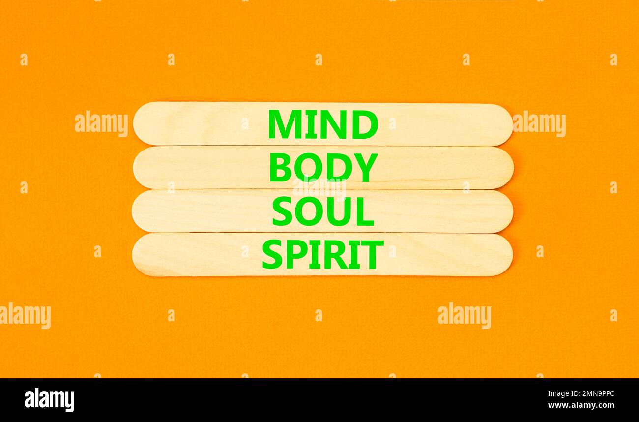 Mente cuerpo alma espíritu símbolo. Palabras de concepto Mente Cuerpo