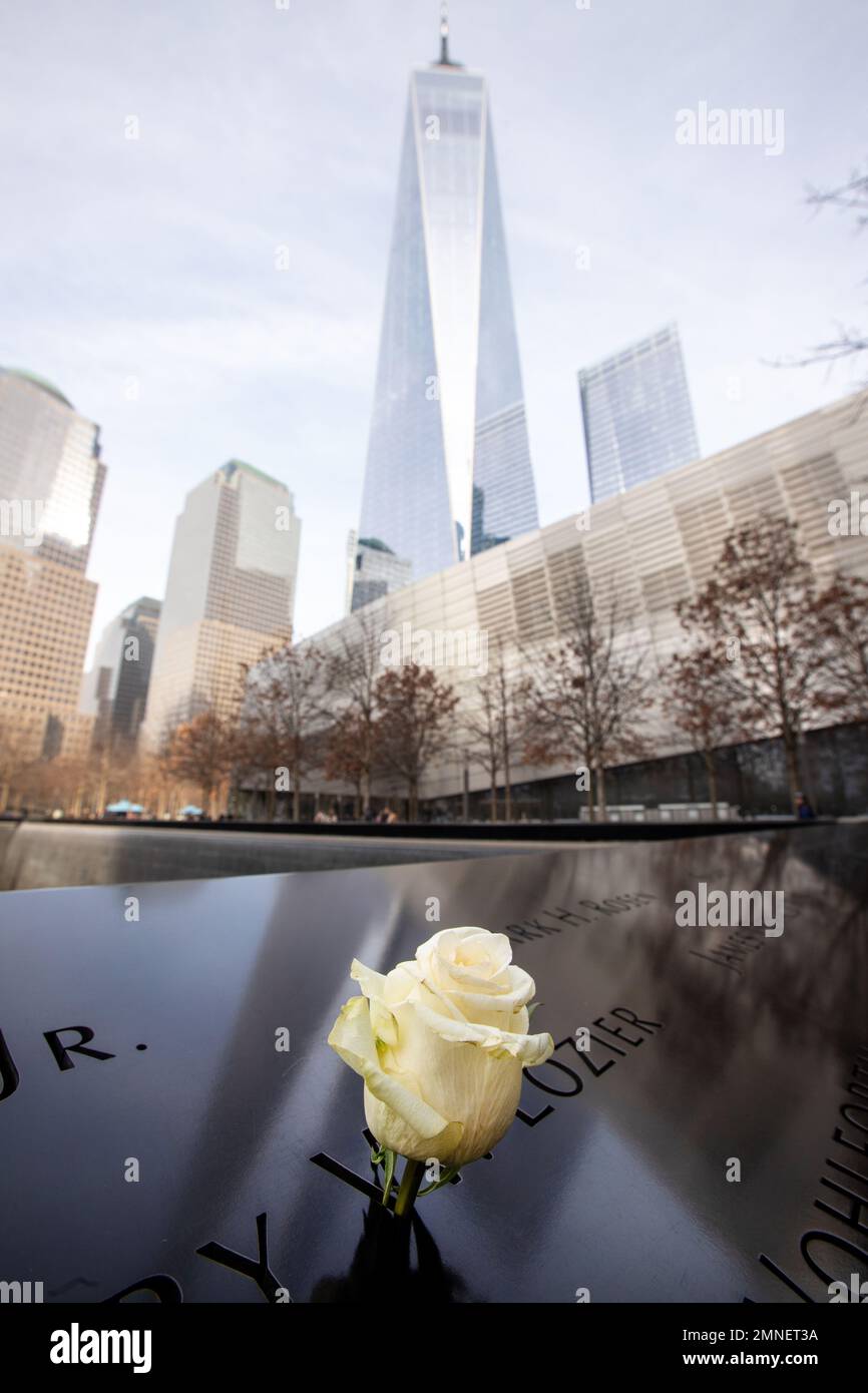 Monumento a los atentados del 9/11 de septiembre, Manhattan, Nueva York, EE.UU Foto de stock