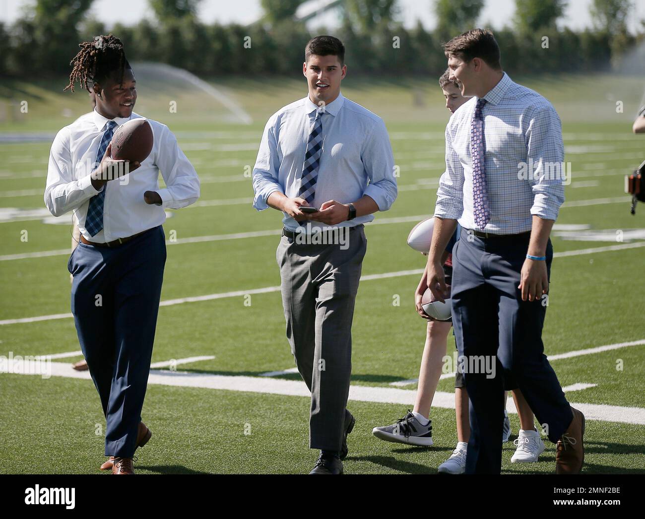 IMAGE DISTRIBUTED FOR JCPENNEY - NFL draft Prospect Shaquem Griffin takes  part at the NFL Draft Event with COLLECTION by Michael Strahan and JCPenney  at The Star in Frisco on Tuesday, April