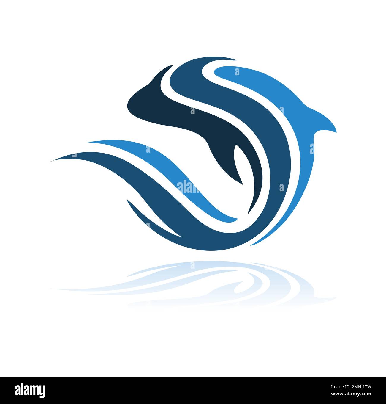 Blue Fish Logo Vector Icon Ilustración de la muestra en fondo blanco aislado Ilustración del Vector