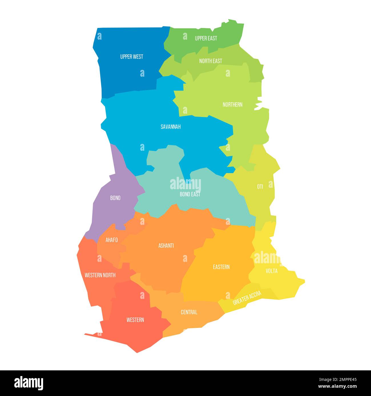Ghana Mapa político de las divisiones administrativas Imagen Vector de