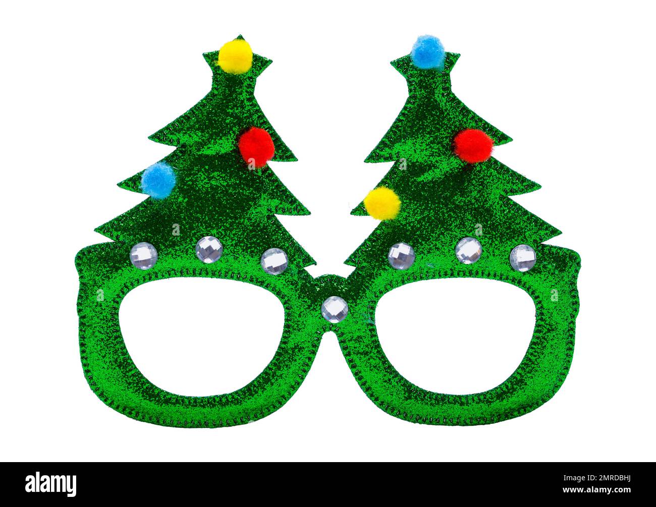 Gafas de ojo de árbol de Navidad recortadas en blanco. Foto de stock