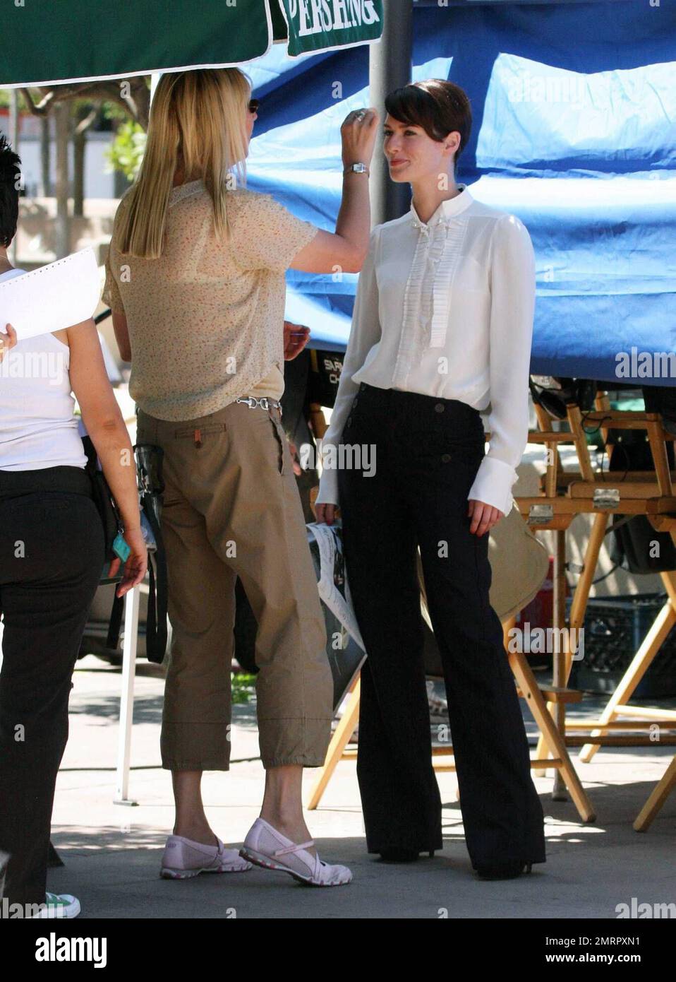 La actriz británica Lena Headey filma 'Terminator: The Sarah Connor  Chronicles' en Pershing Square en el centro de Los Ángeles. Headey  interpreta el papel principal de Sarah Connor. También tuvo un papel