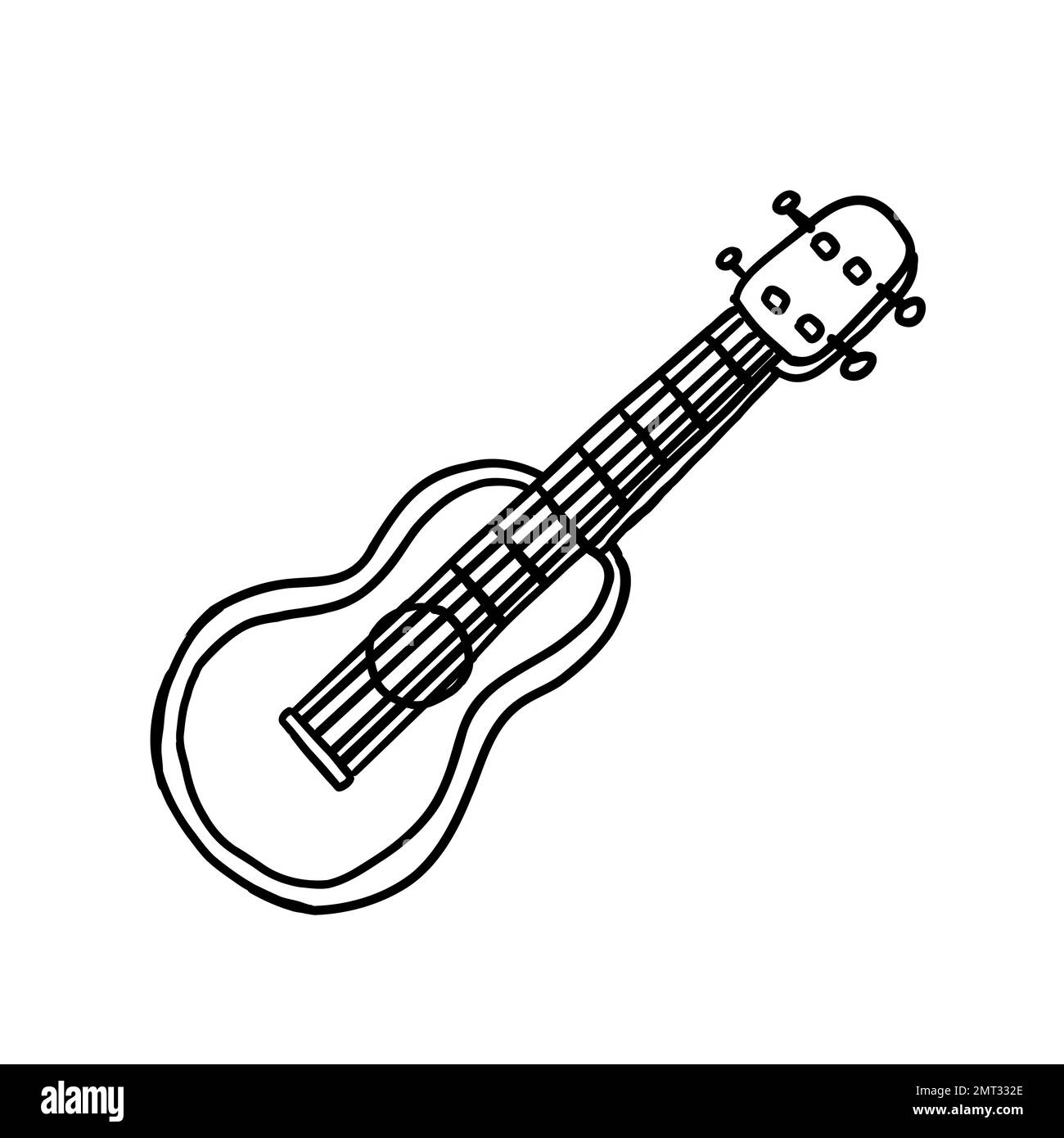 Guitarra rosa. Ukelele hawaiano. Ilustración vectorial en el estilo plano  del doodle del contorno Imagen Vector de stock - Alamy